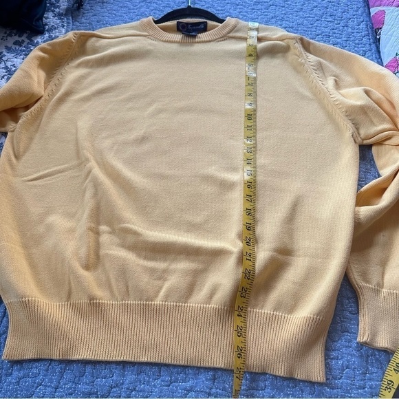 Faconnable Crew Neck 100% Cotton Pull Over Knit Yellow Sweater Logo Size XL - Picture 10 of 10